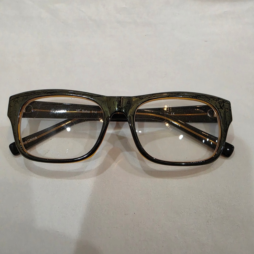VE Soho 114 Eyeglasses Unisex 53-20-145 Black Brown Excellent Rectangular Frames
